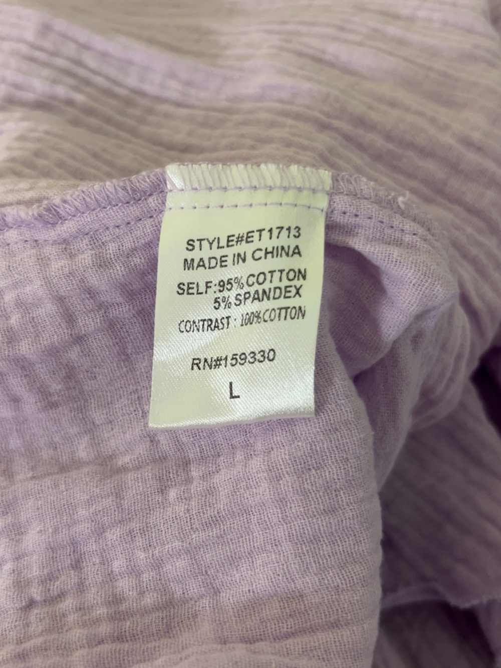 heyson Lavender Flowing Tiered Tunic Top - Relaxed Fit - Picture 4 of 4